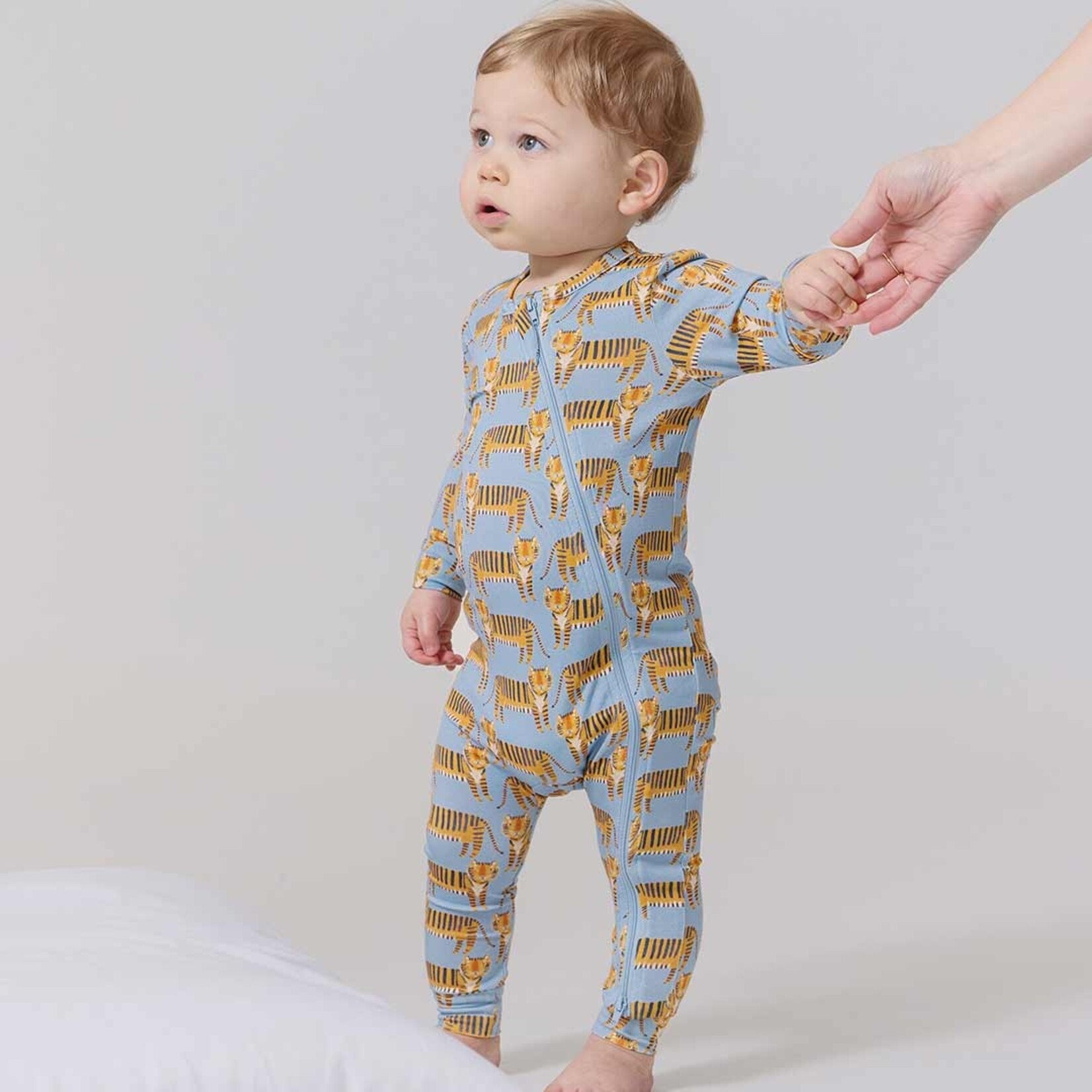 Pink Chicken baby bamboo romper - tigers