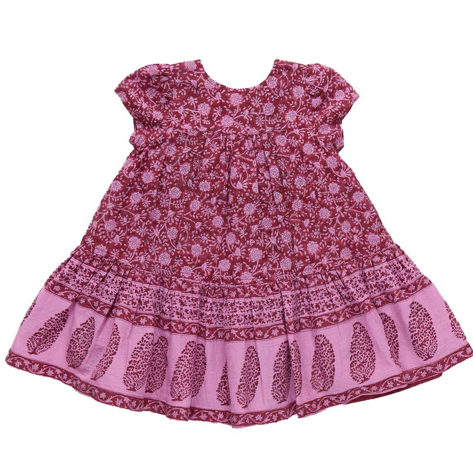 Pink Chicken girls adele dress - burgundy garden floral