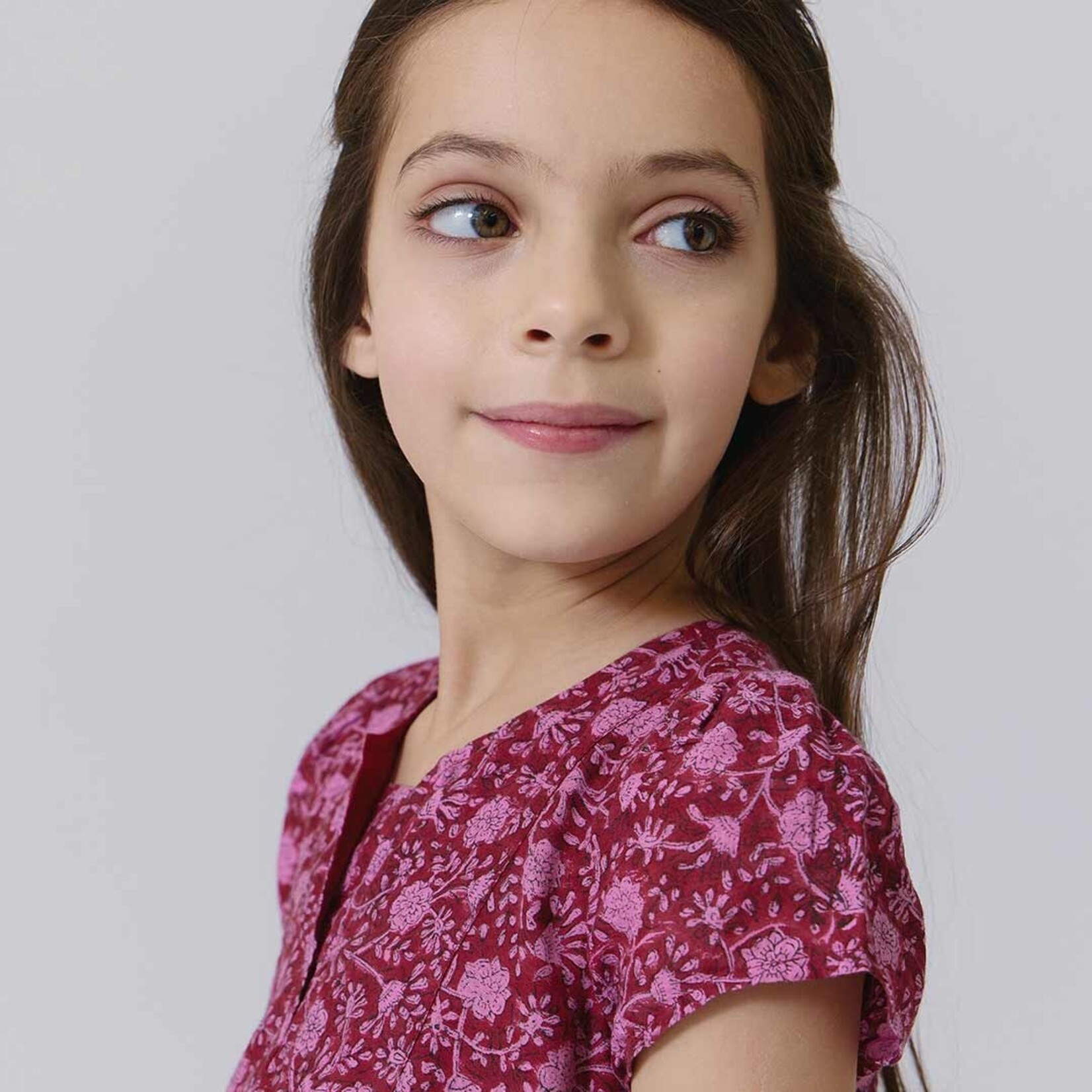 Pink Chicken girls adele dress - burgundy garden floral