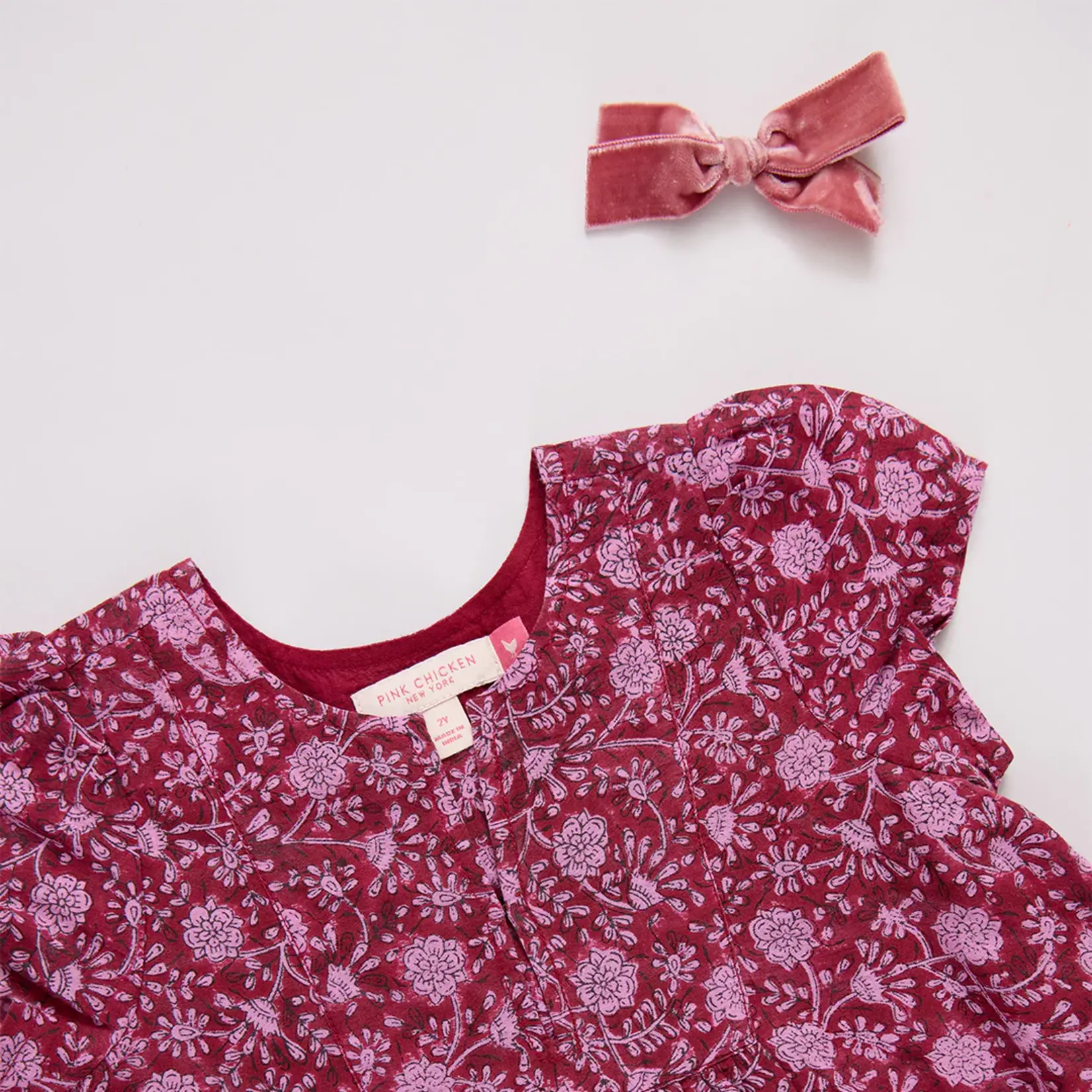 Pink Chicken girls adele dress - burgundy garden floral