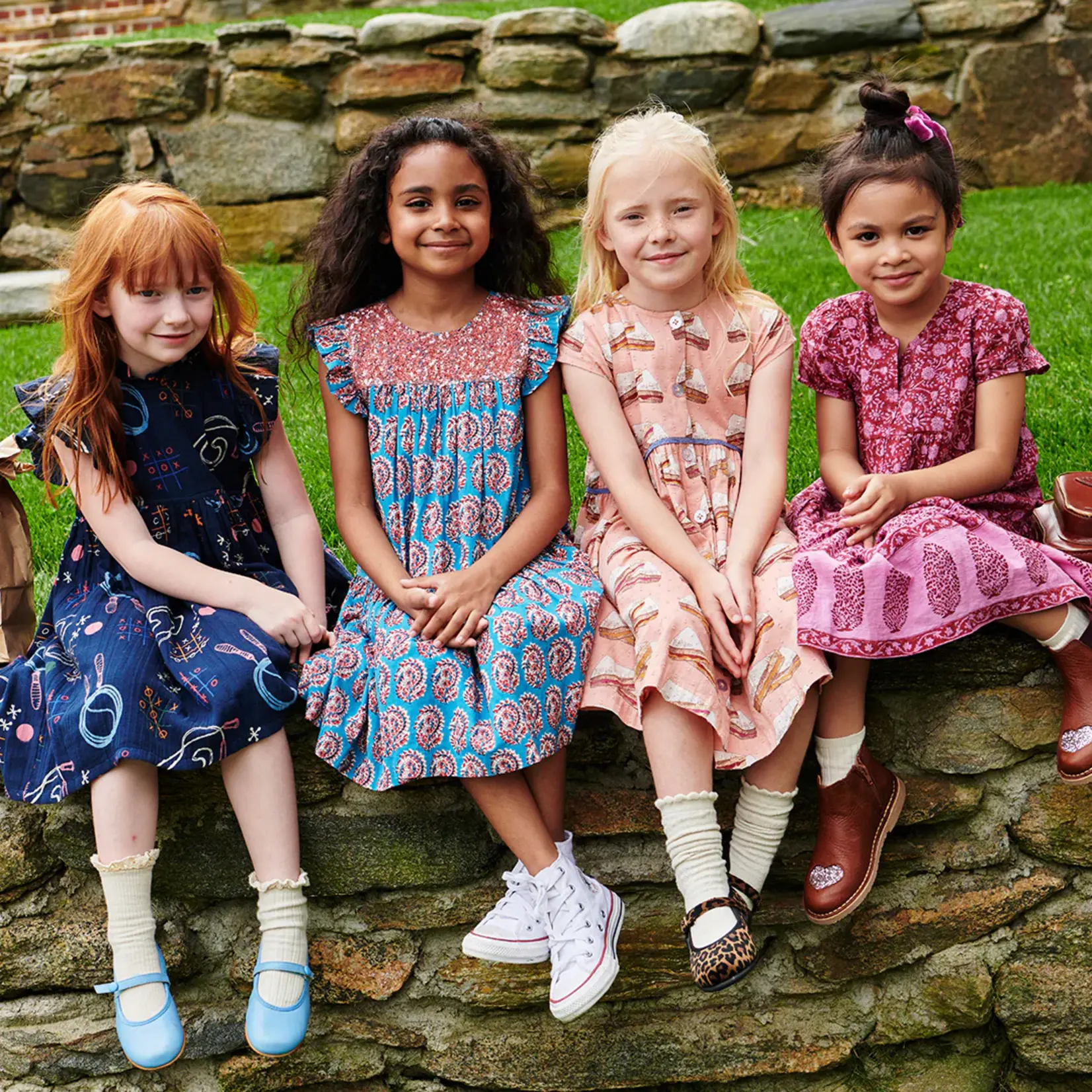 Pink Chicken girls adele dress - burgundy garden floral