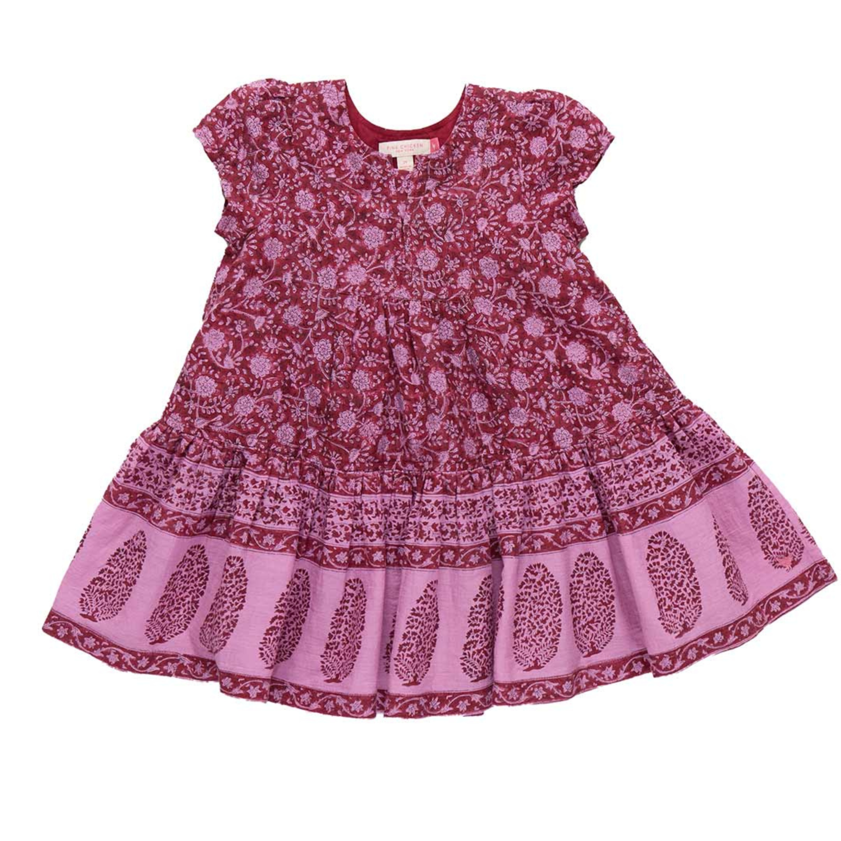Pink Chicken girls adele dress - burgundy garden floral
