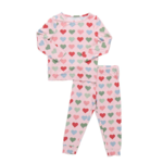 Pink Chicken kids bamboo pj set - pink small hearts