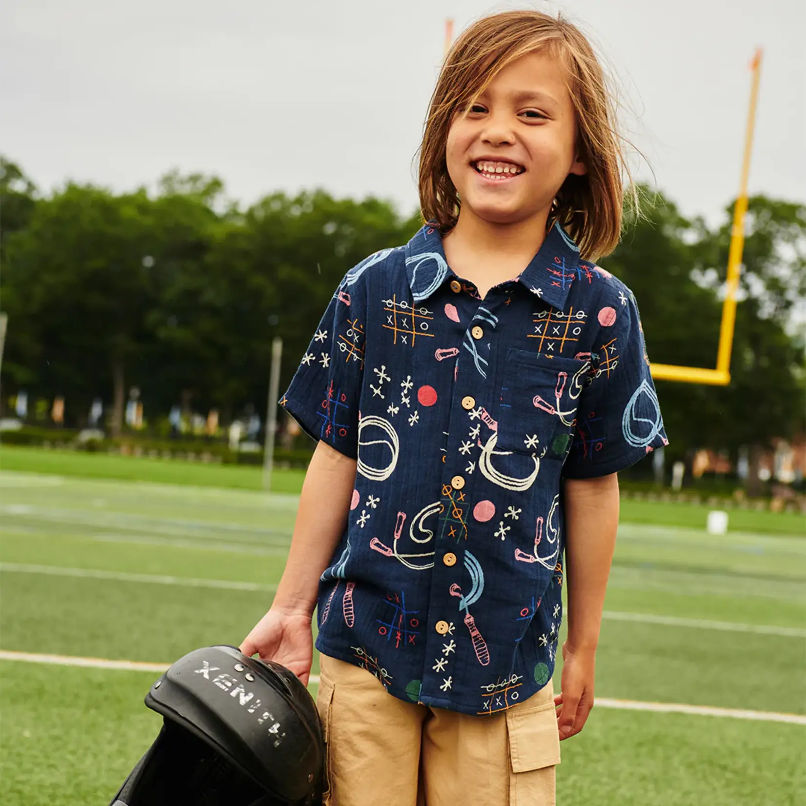 Pink Chicken boys jack shirt - tic tac toe