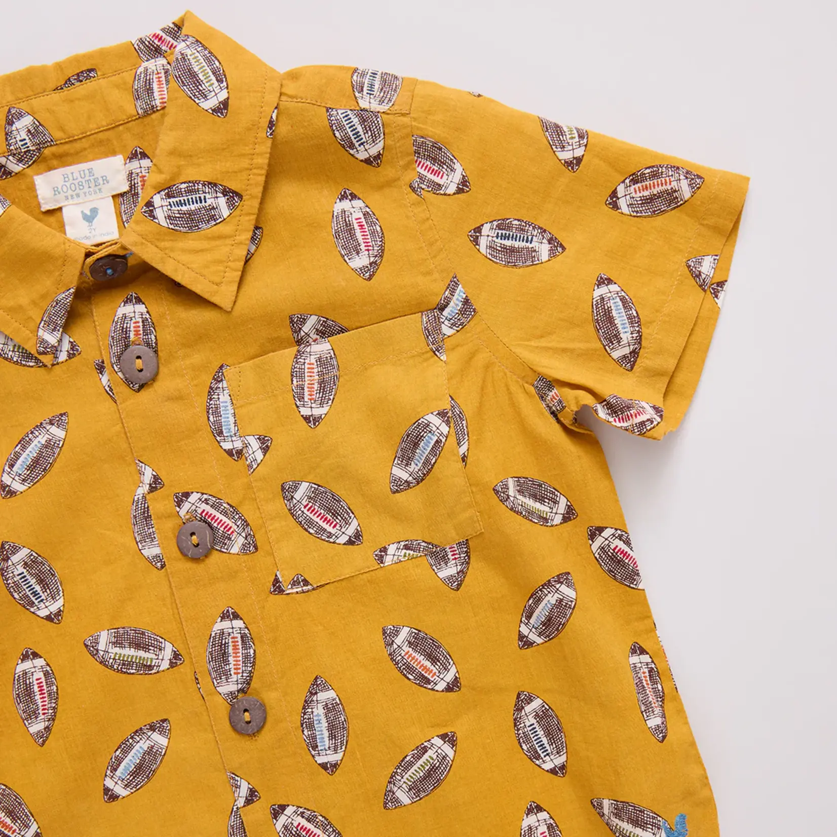 Pink Chicken boys jack shirt - flying footballs