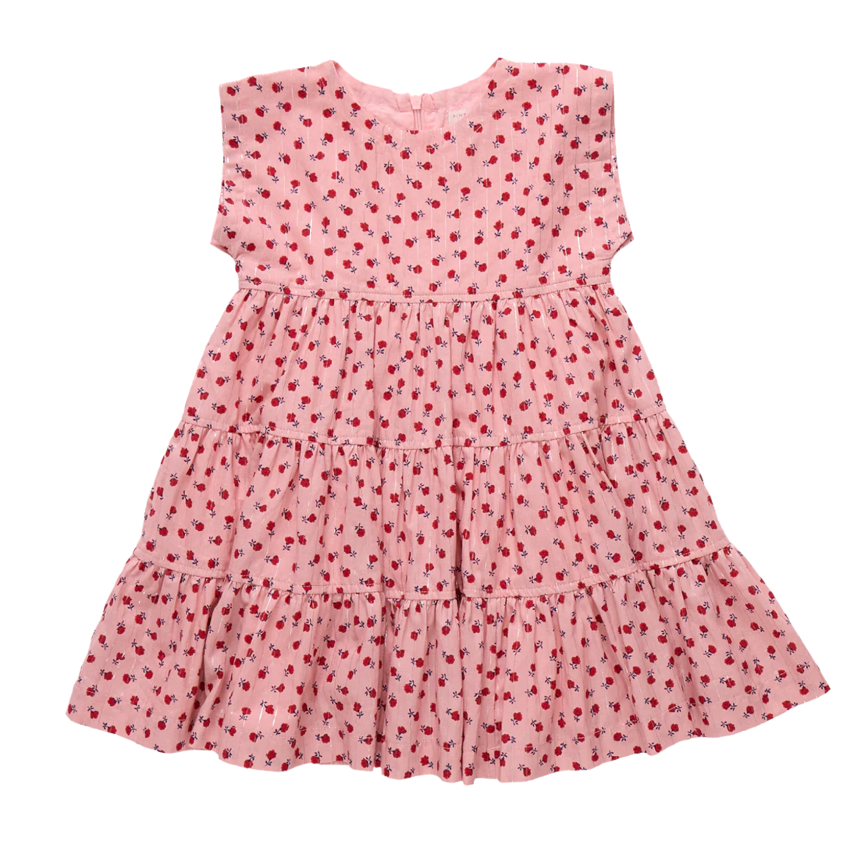 Pink Chicken girls peachy dress - pink tiny roses