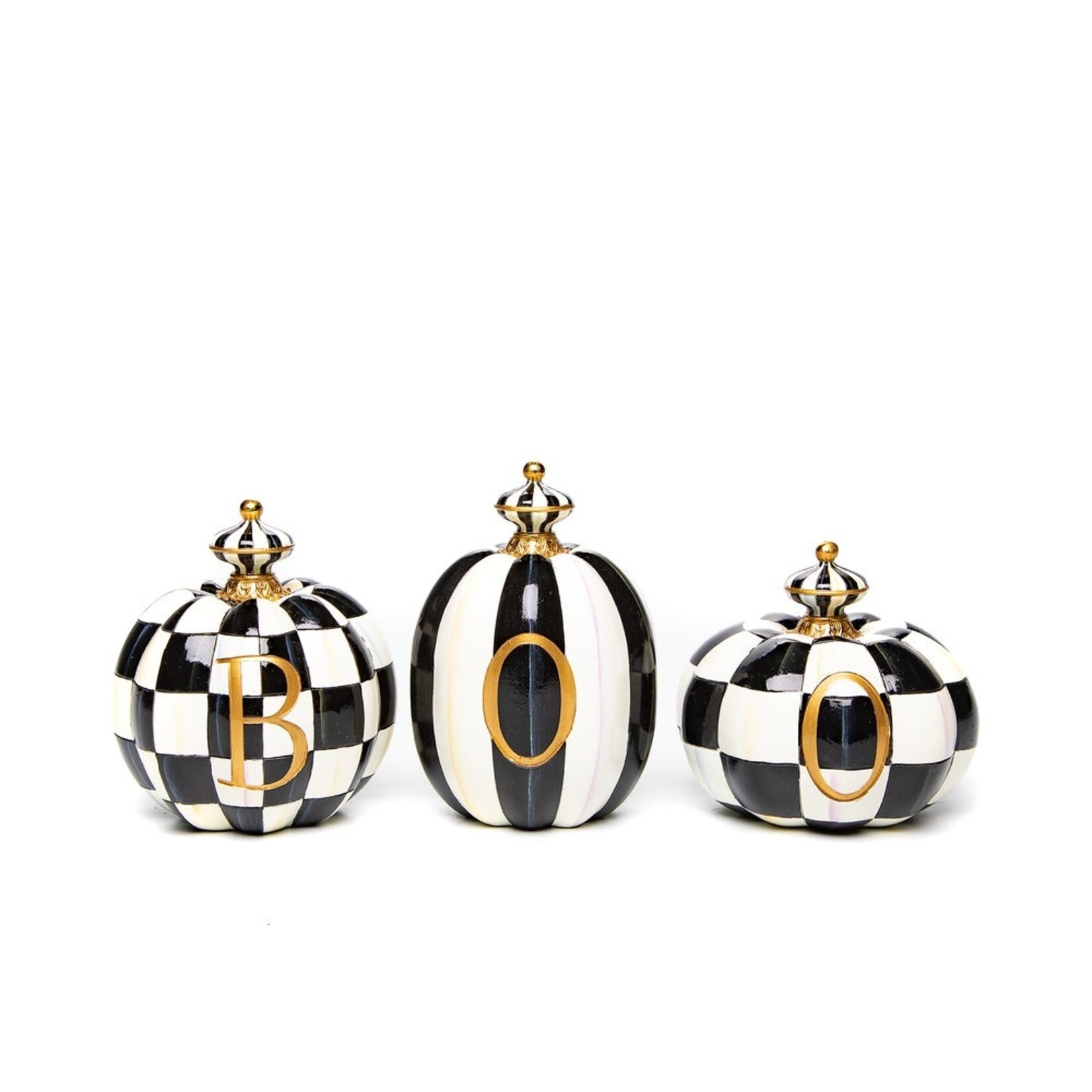 MacKenzie-Childs Boo Pumpkins, Set of 3