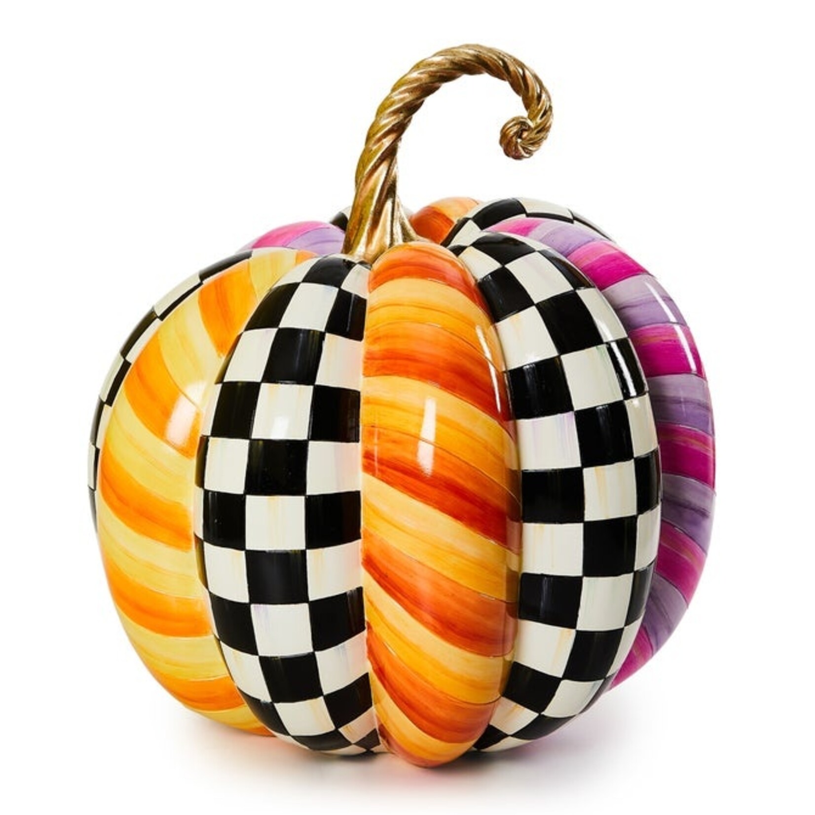 MacKenzie-Childs Plum & Orange Patchwork Extra Large Pumpkin