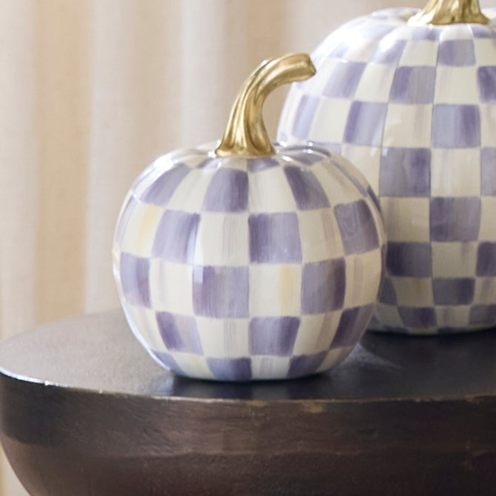 MacKenzie-Childs Violet Check Mini Pumpkin
