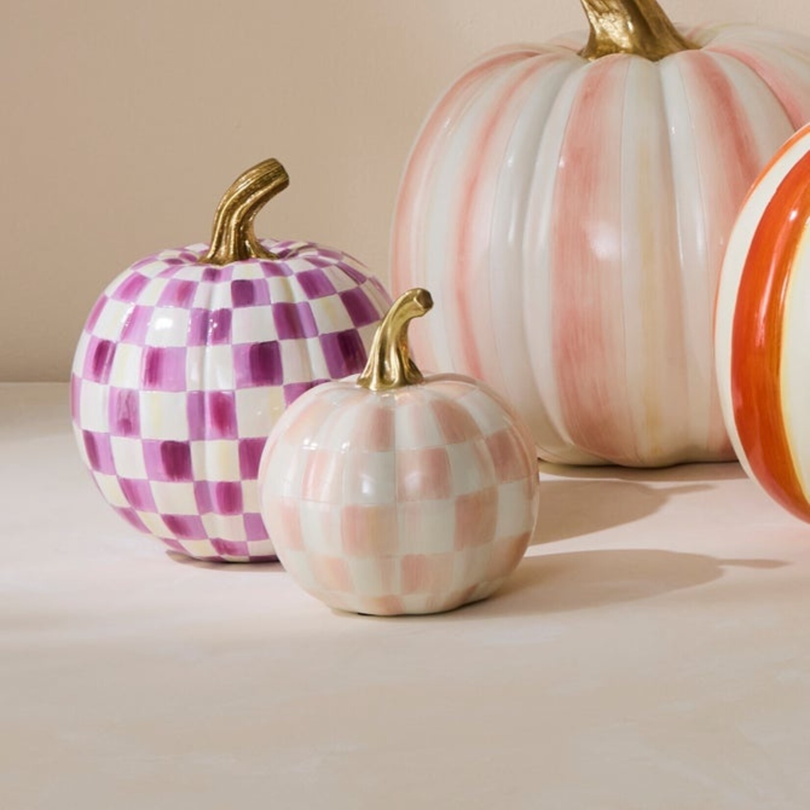 MacKenzie-Childs Rosy Check Mini Pumpkin