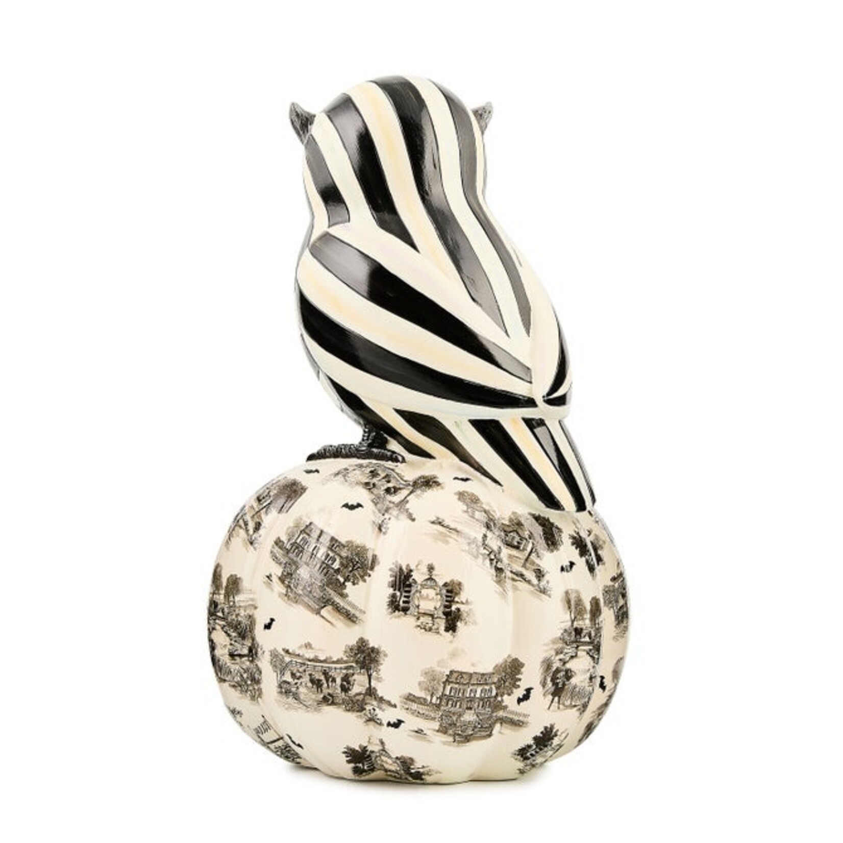 MacKenzie-Childs Courtly Owl on Toile Pumpkin