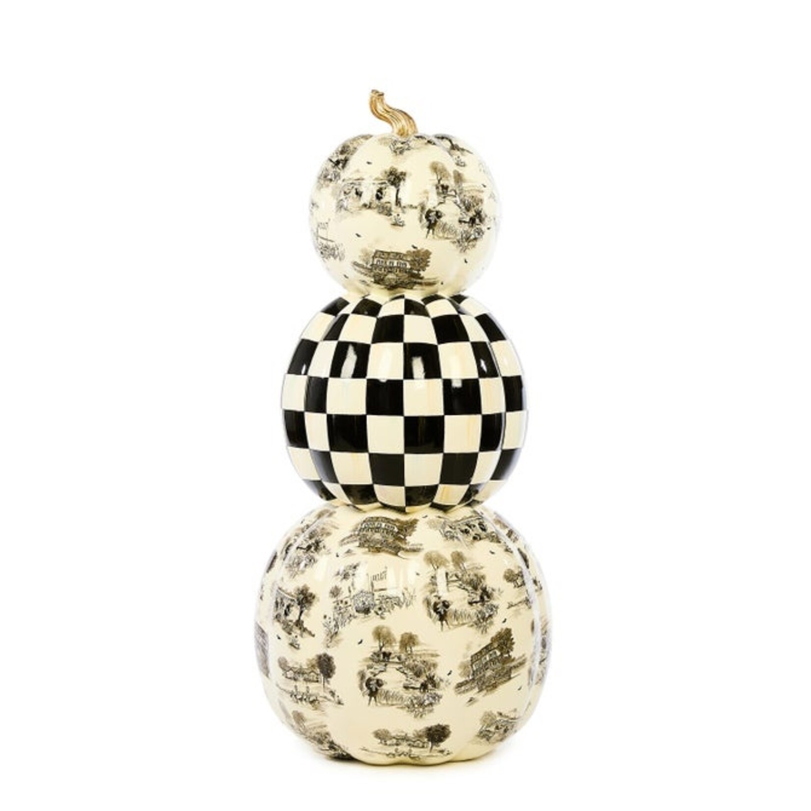 MacKenzie-Childs Black Toile Pumpkin Outdoor Trophy
