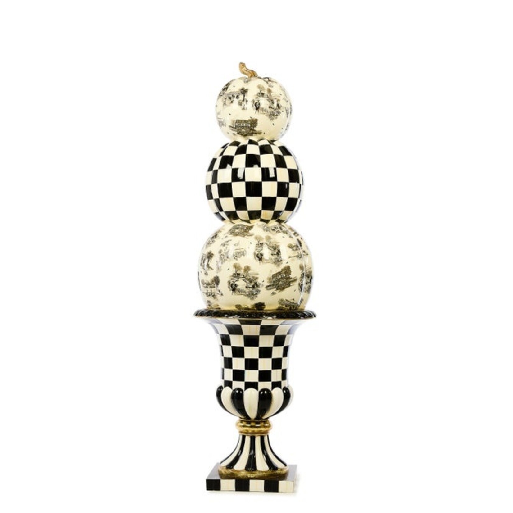 MacKenzie-Childs Black Toile Pumpkin Outdoor Trophy
