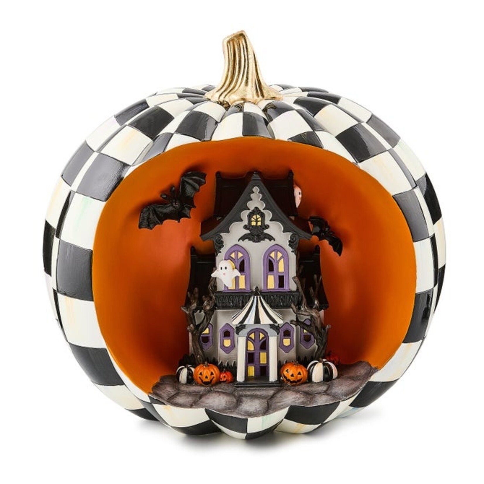 MacKenzie-Childs Halloween Illuminated Haunted House Pumpkin Scene