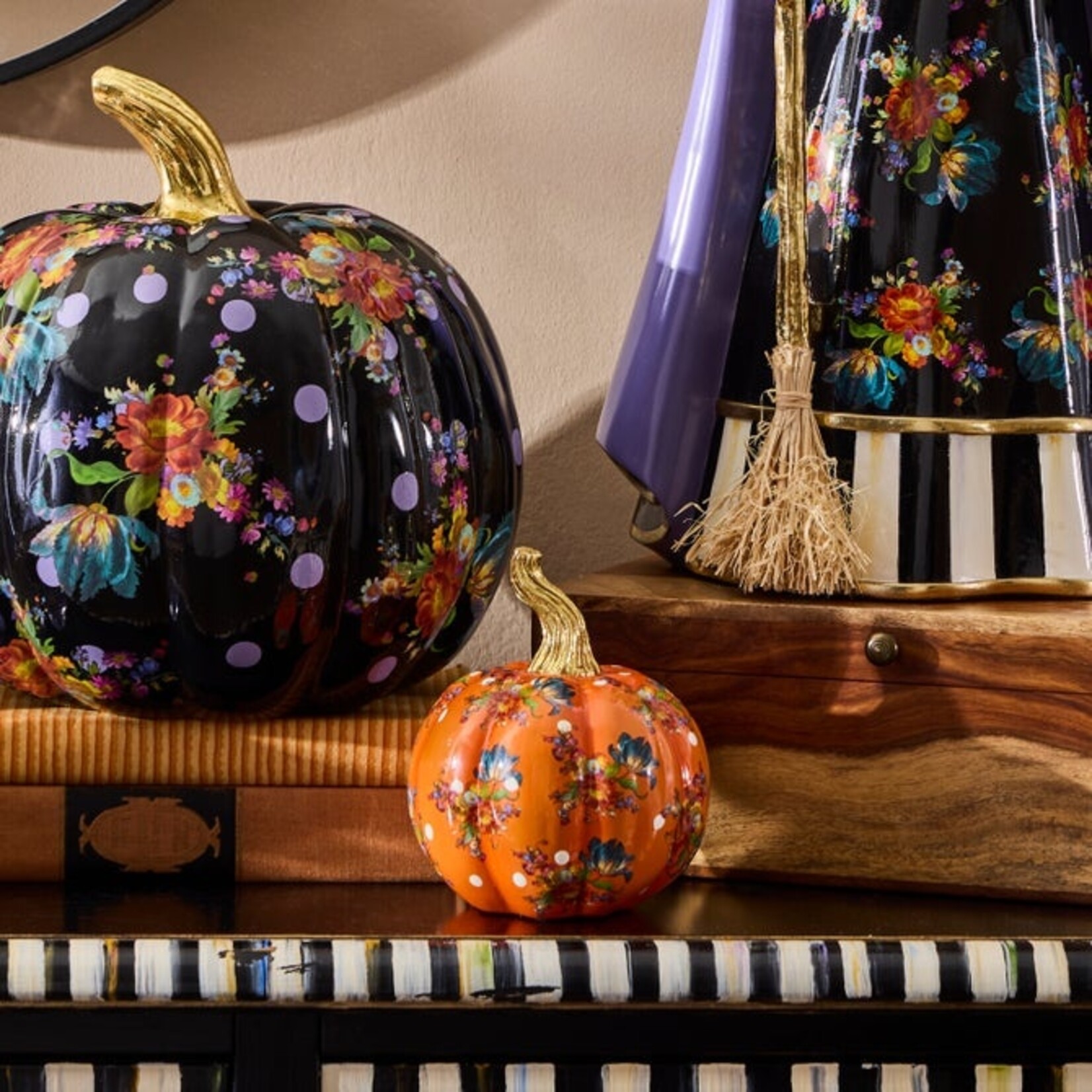 MacKenzie-Childs Orange Flower Market Mini Pumpkin