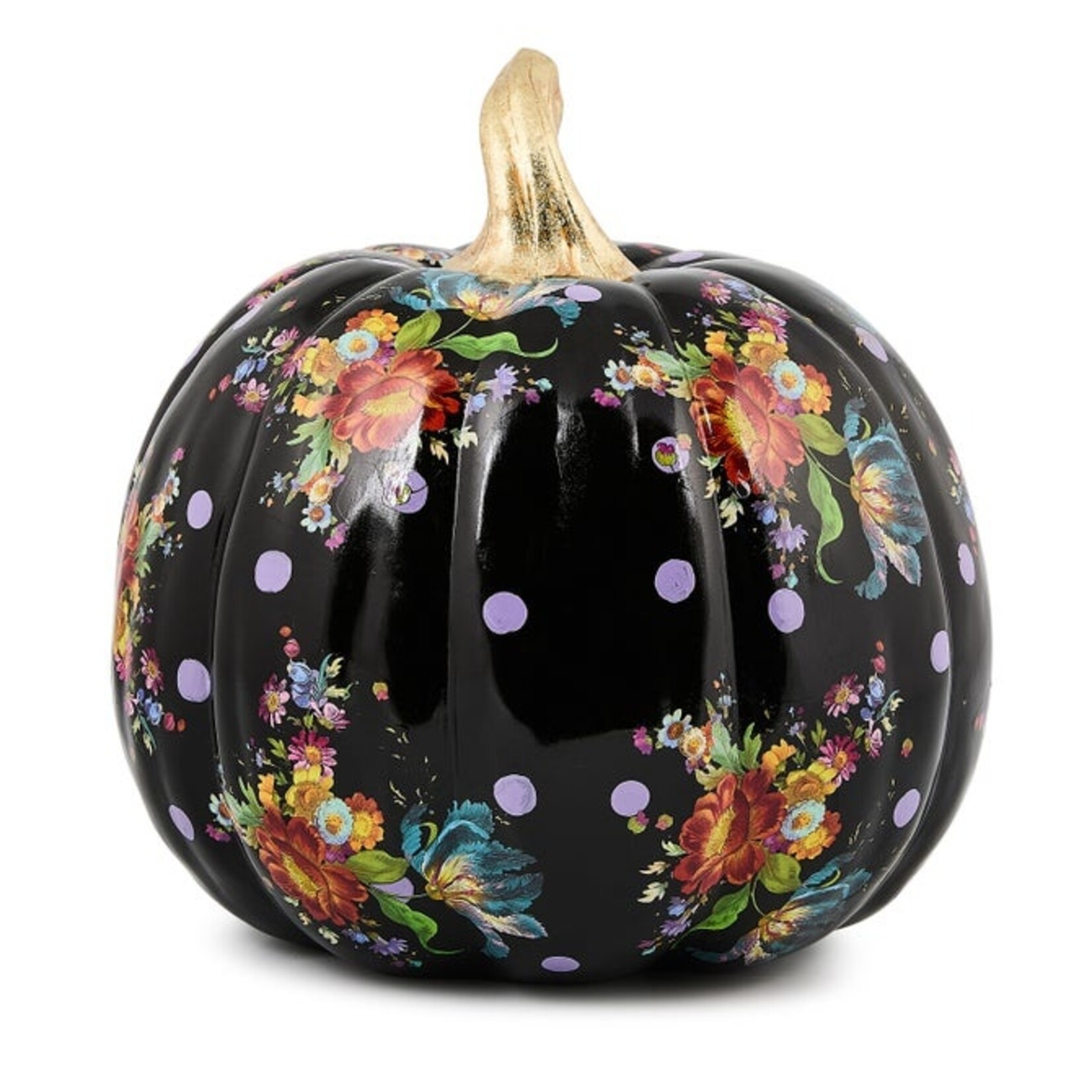 MacKenzie-Childs Black Flower Market Medium Pumpkin