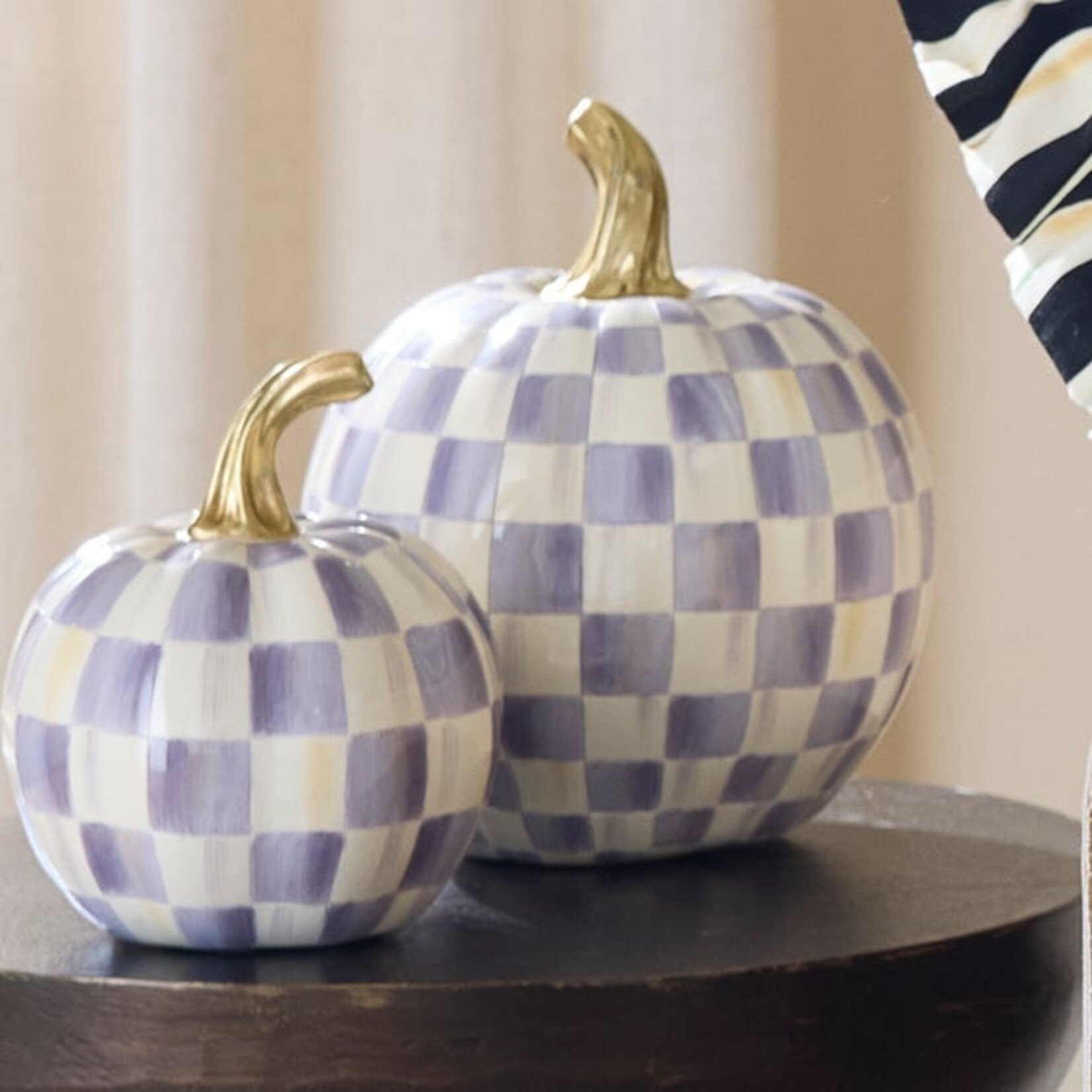 MacKenzie-Childs Violet Check Small Pumpkin