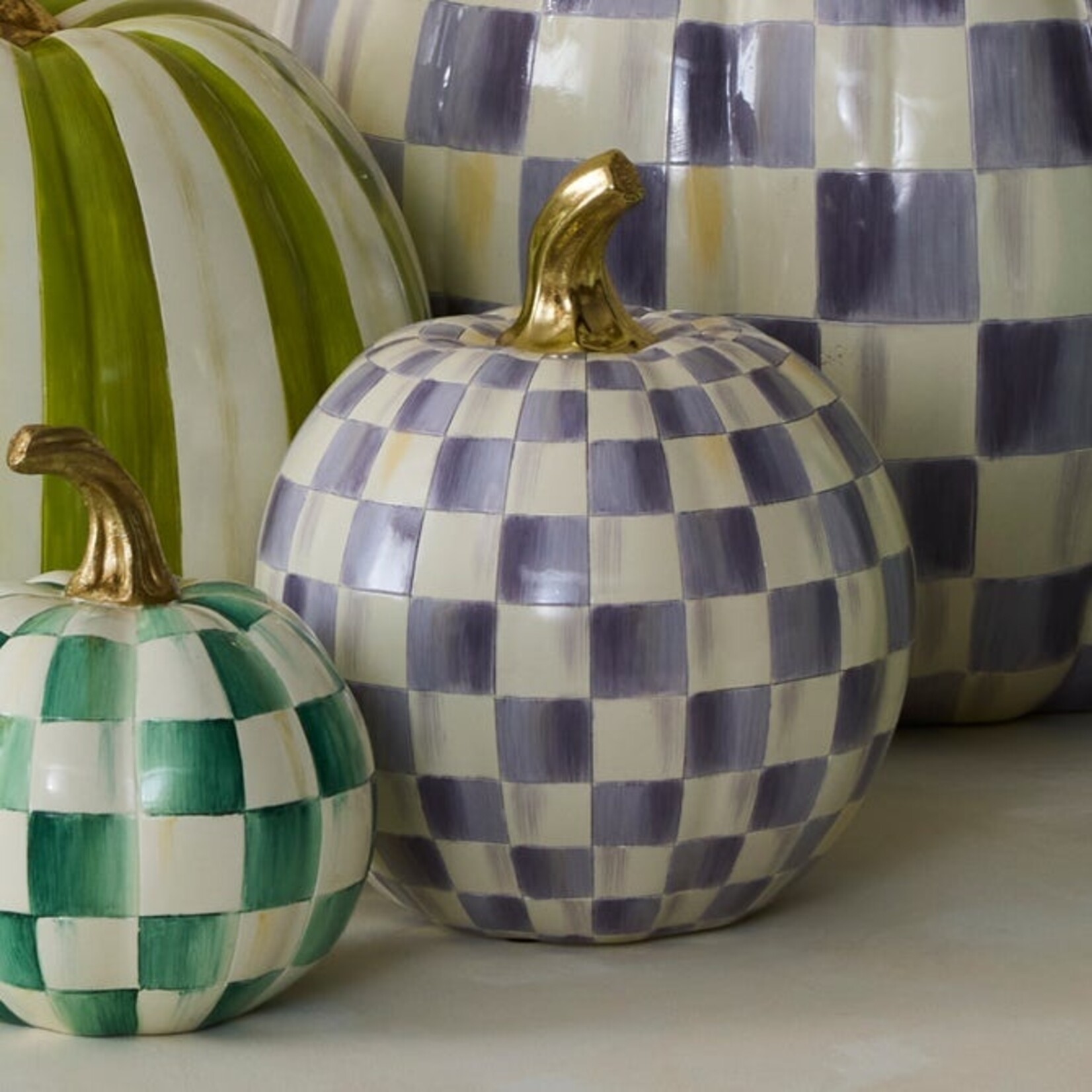 MacKenzie-Childs Violet Check Small Pumpkin