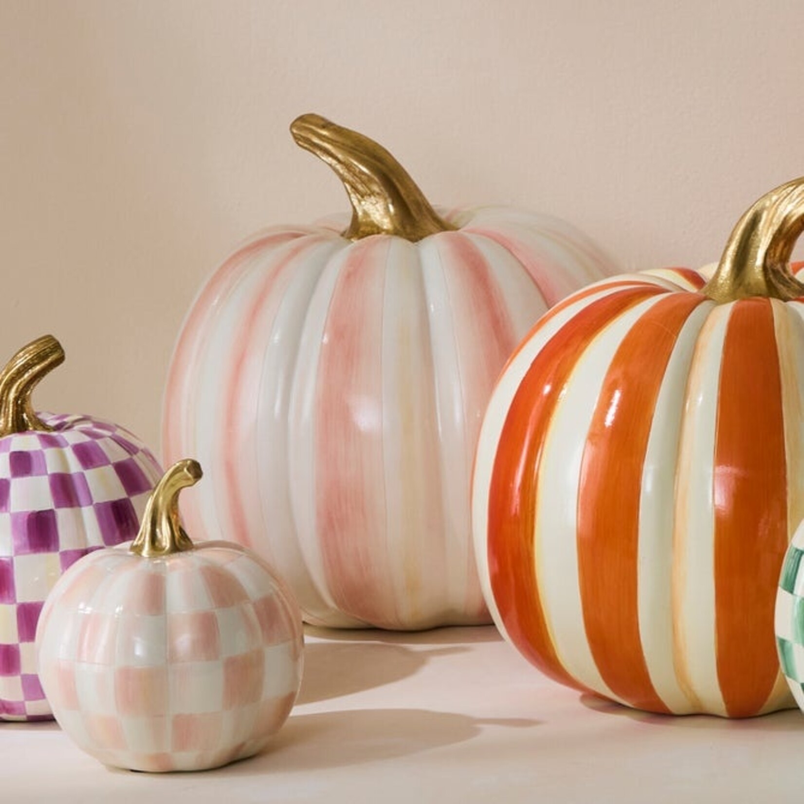 MacKenzie-Childs Rosy Stripe Medium Pumpkin