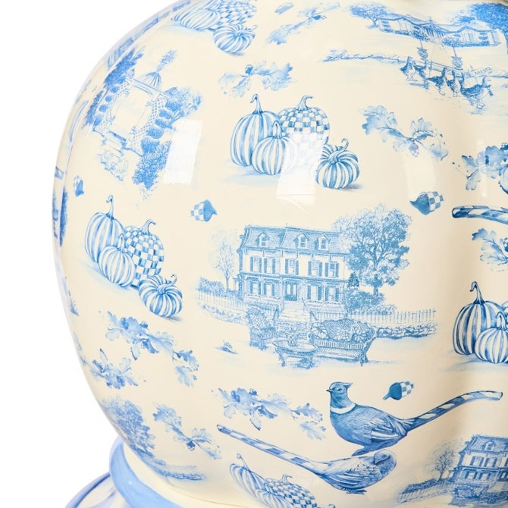 MacKenzie-Childs Royal Autumn Toile Stacked Pumpkin Trophy Urn