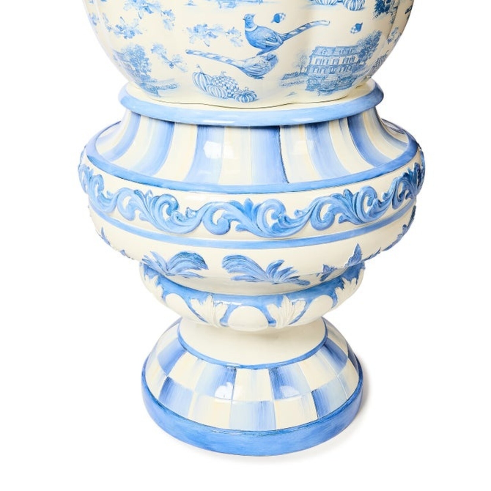MacKenzie-Childs Royal Autumn Toile Stacked Pumpkin Trophy Urn