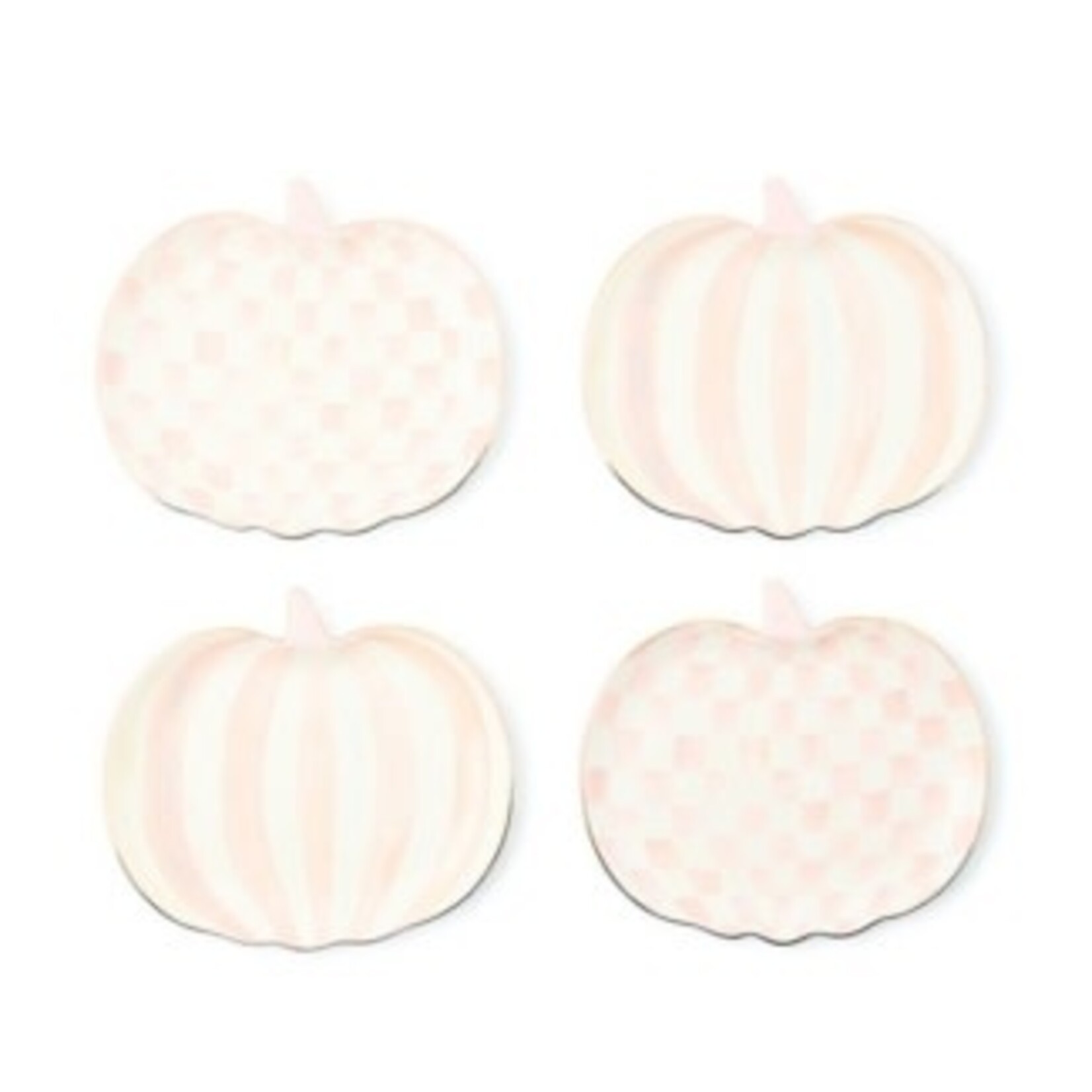 MacKenzie-Childs rosy check pumpkin ceramic dessert plates, set of 4