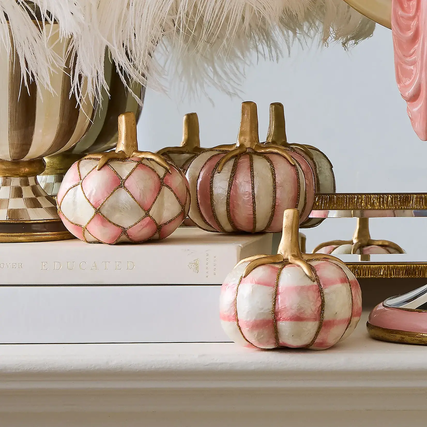 MacKenzie-Childs rosy capiz pumpkins, set of 3