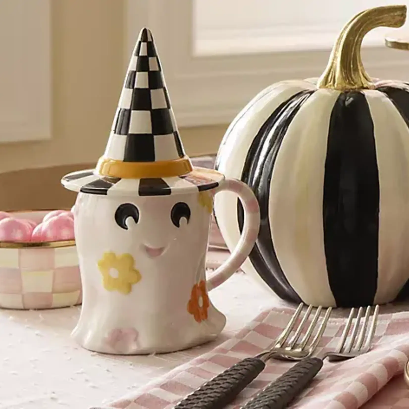 MacKenzie-Childs hocus pocus ceramic lidded mug