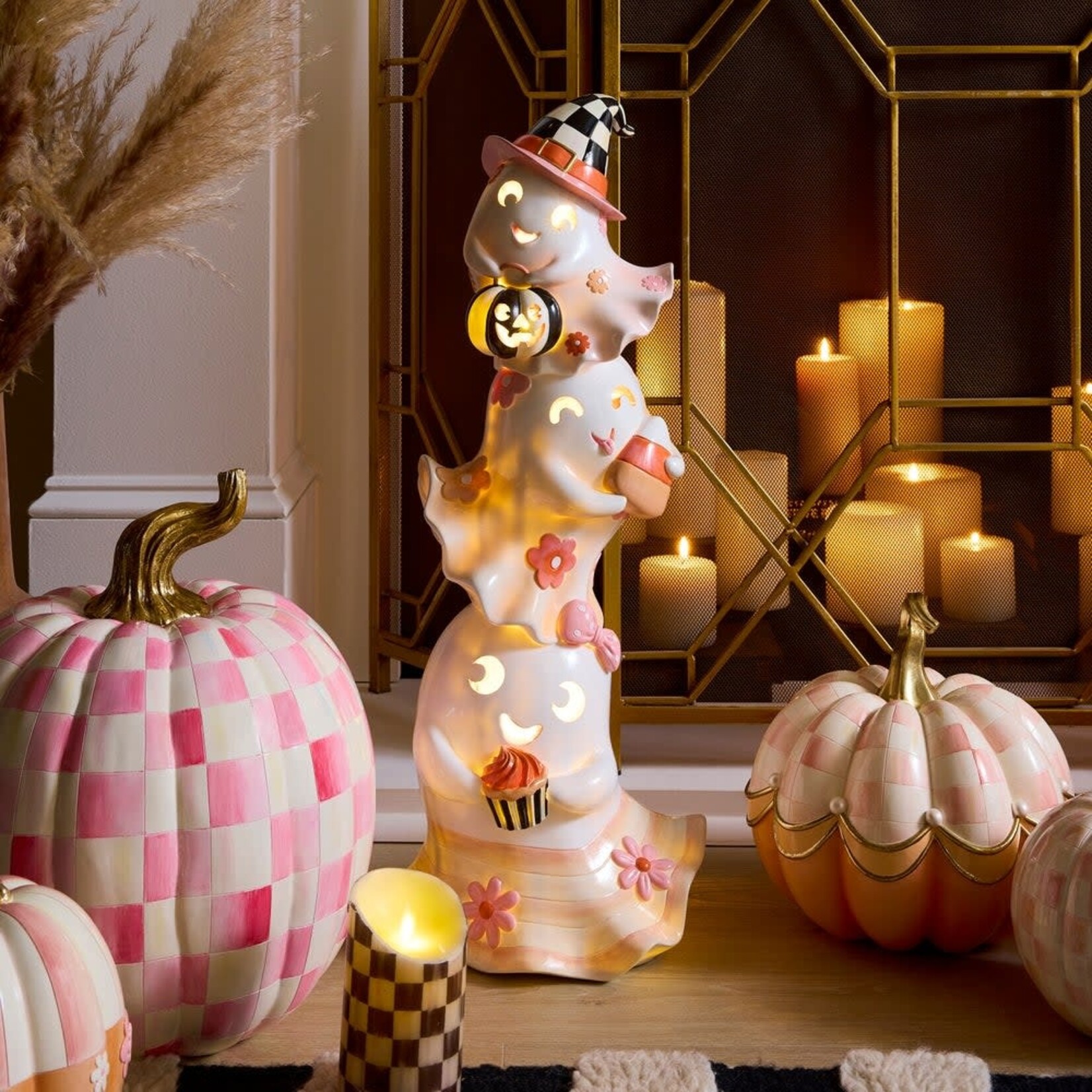 MacKenzie-Childs hocus pocus illuminated stacked ghosts figure