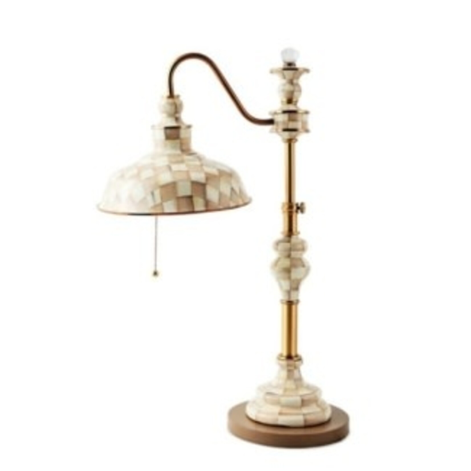 MacKenzie-Childs mocha check farmhouse writer's table lamp