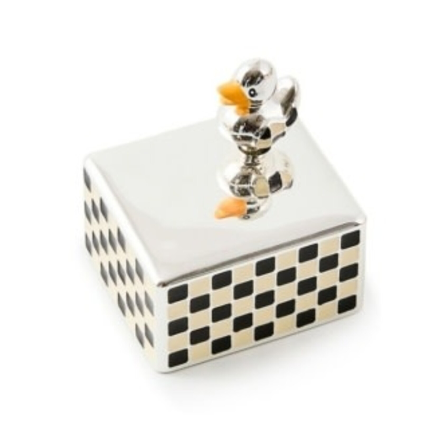 MacKenzie-Childs duck silver plated music box