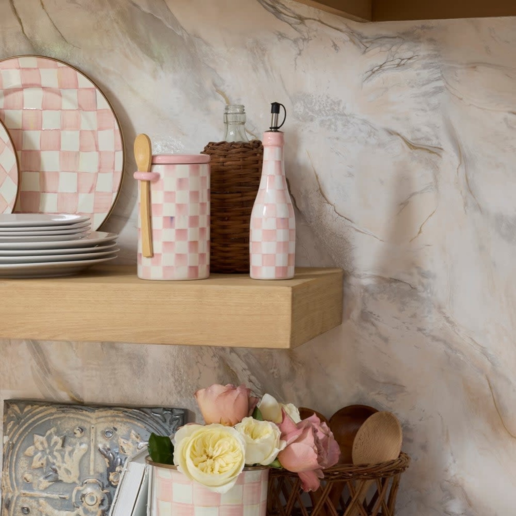 MacKenzie-Childs rosy check farmhouse oil cruet