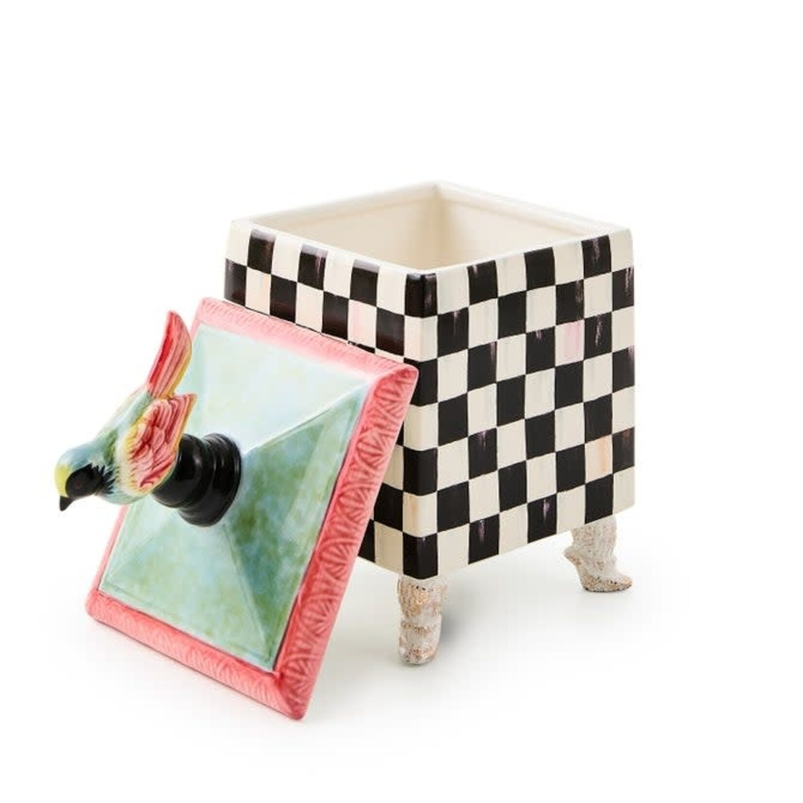 MacKenzie-Childs courtly check birdy trinket box