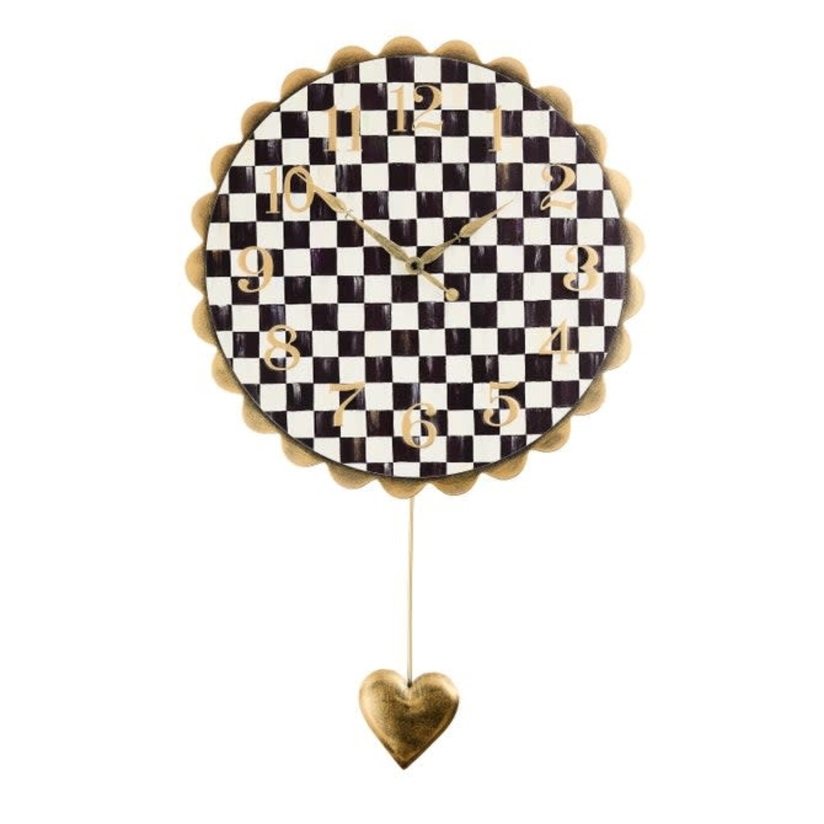 MacKenzie-Childs courtly check heart pendant wall clock