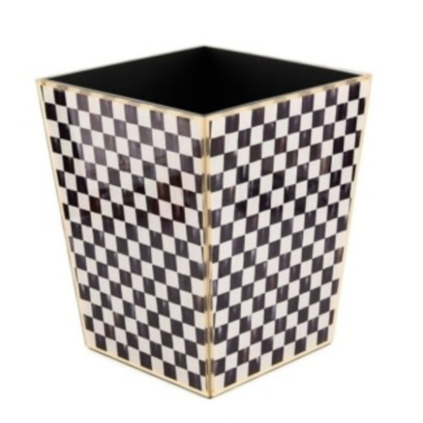 MacKenzie-Childs courtly check glass waste bin