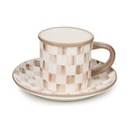 MacKenzie-Childs mocha check espresso cup & saucer, set of 2