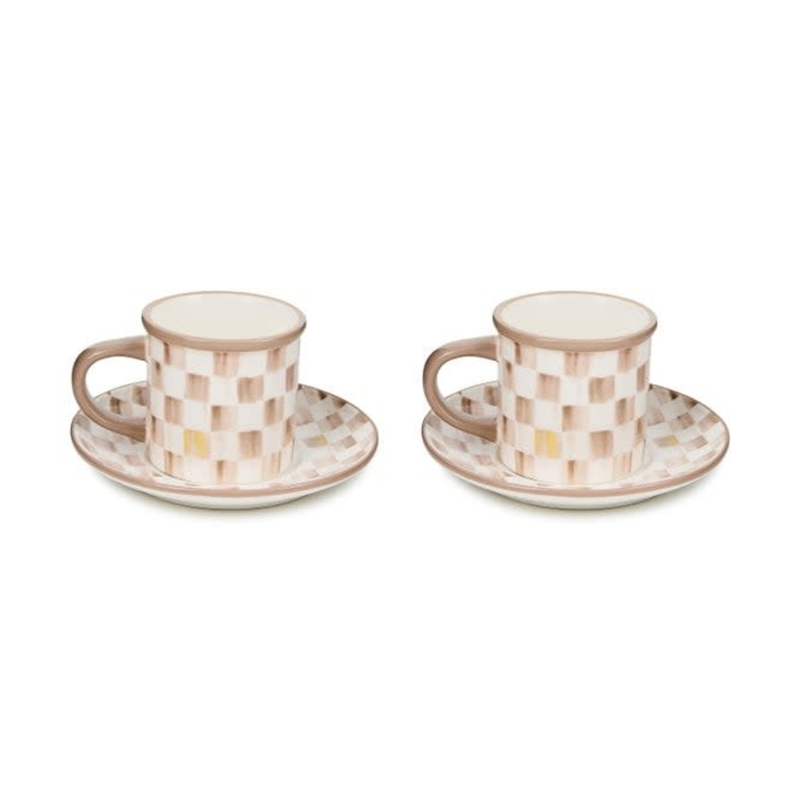 MacKenzie-Childs mocha check espresso cup & saucer, set of 2