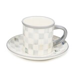 MacKenzie-Childs sterling check espresso cup & saucer, set of 2