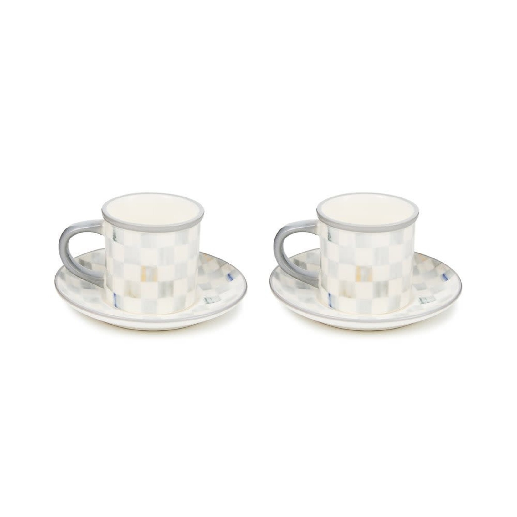 MacKenzie-Childs sterling check espresso cup & saucer, set of 2