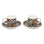 MacKenzie-Childs courtly flower market espresso cup & saucer, set of 2