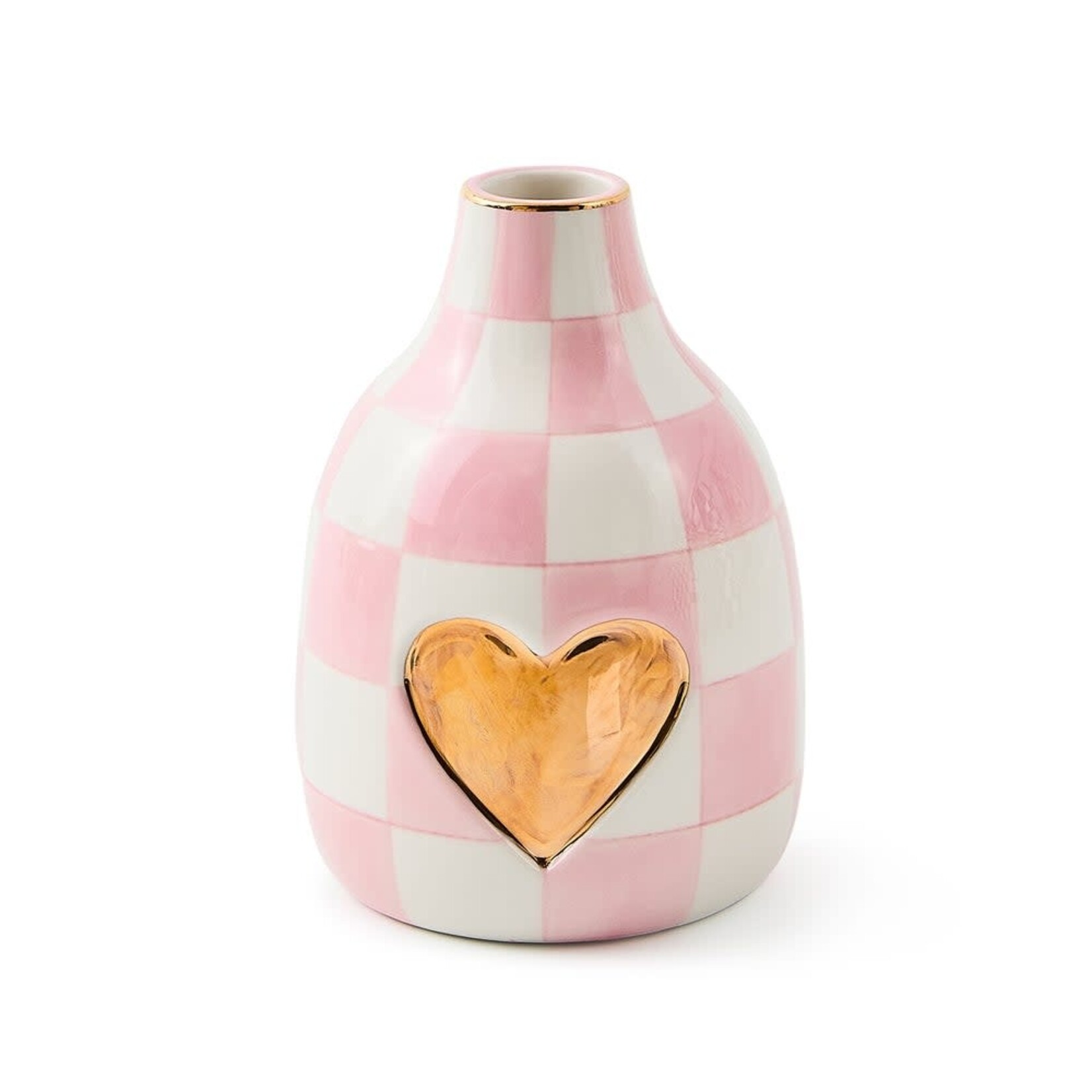 MacKenzie-Childs rosy check short heart vase