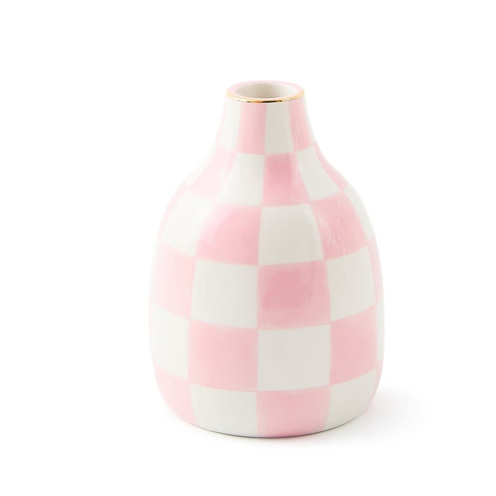 MacKenzie-Childs rosy check short heart vase