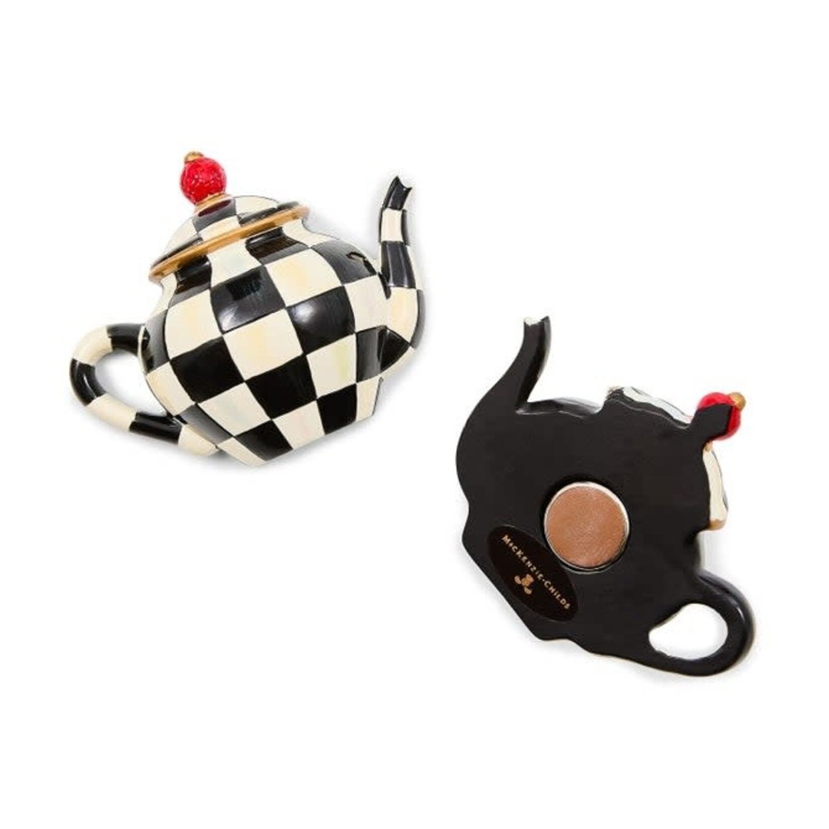 MacKenzie-Childs teapot magnets, set of 2