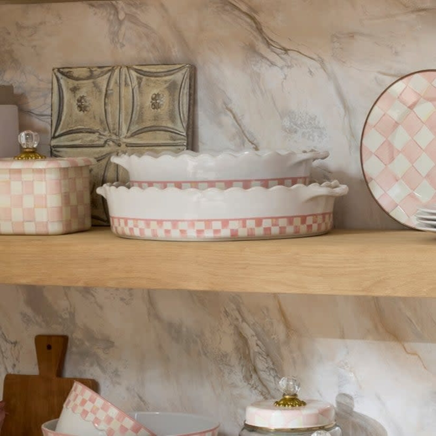 MacKenzie-Childs rosy check everyday large oval baker