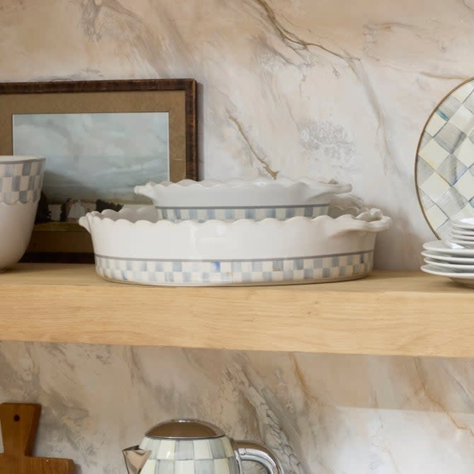 MacKenzie-Childs sterling check everyday large oval baker