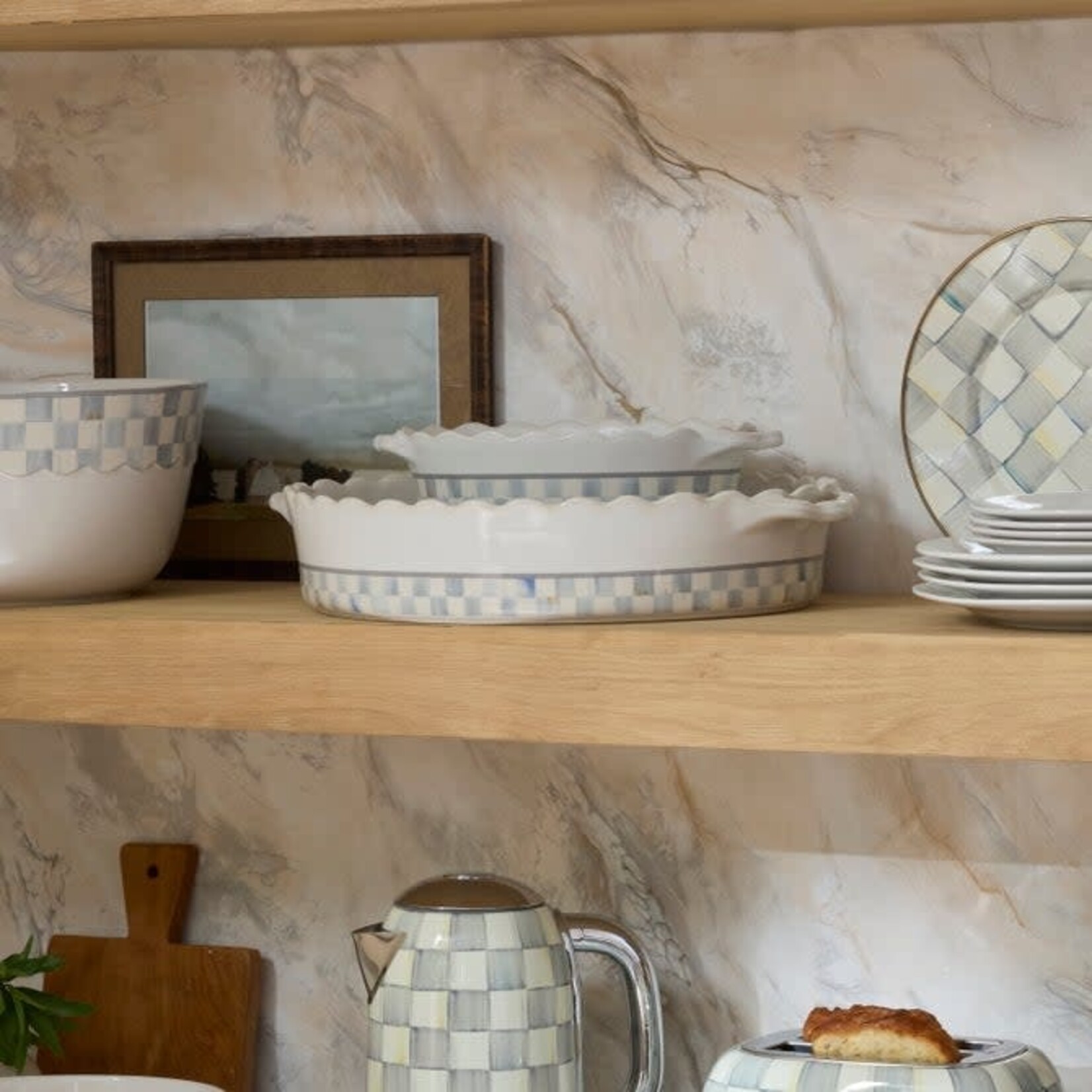 MacKenzie-Childs sterling check everyday large oval baker