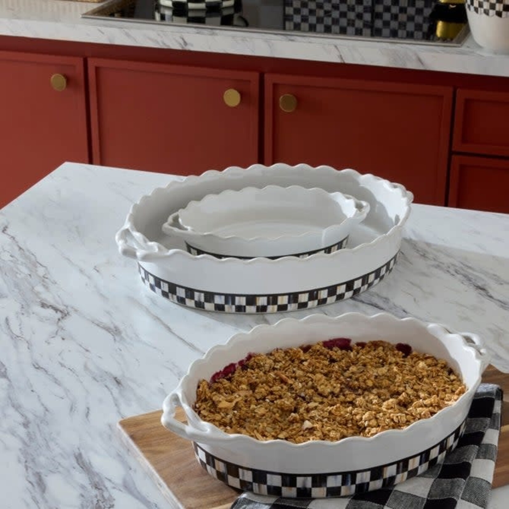 MacKenzie-Childs courtly check everyday small oval baker