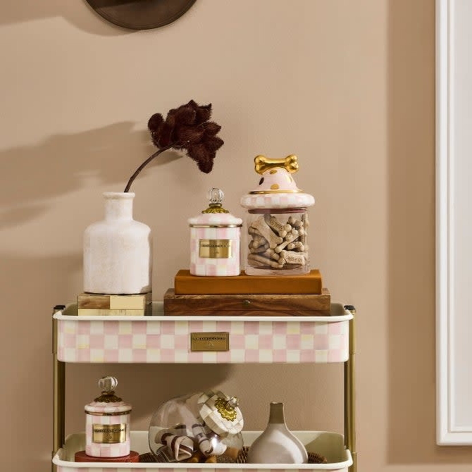 MacKenzie-Childs rosy check canine cookie jar