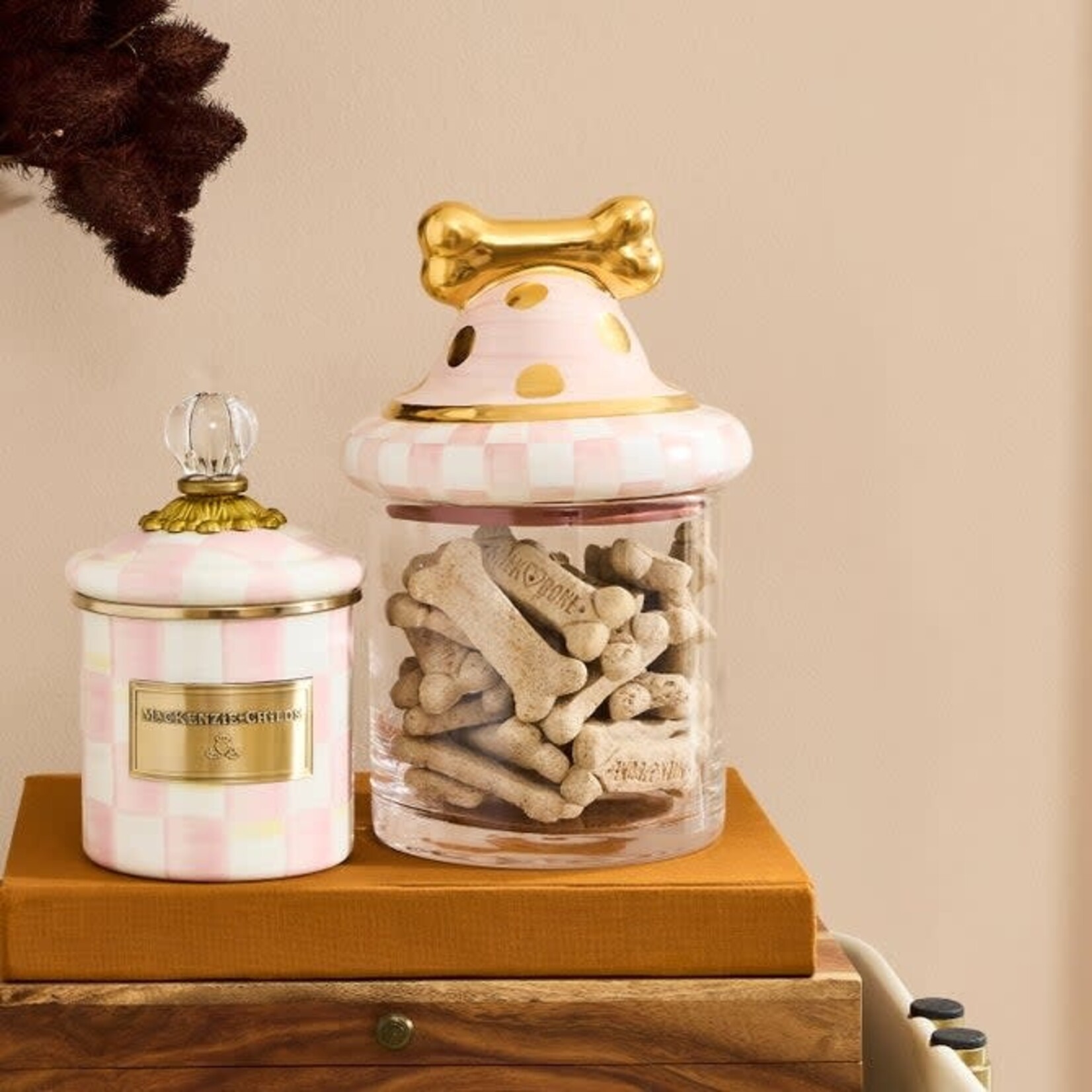 MacKenzie-Childs rosy check canine cookie jar