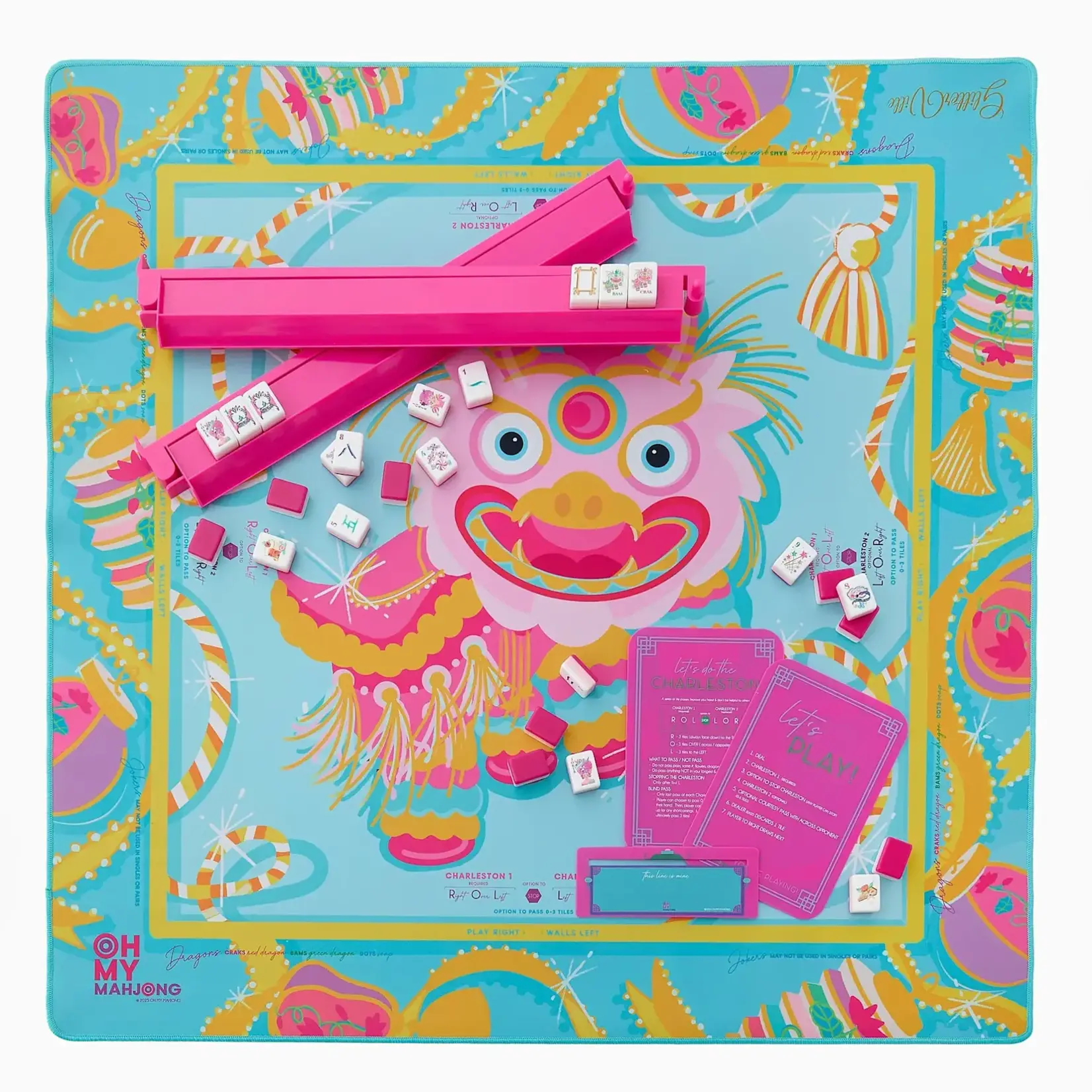Oh My Mahjong Glitterville Pink Dragon Mat